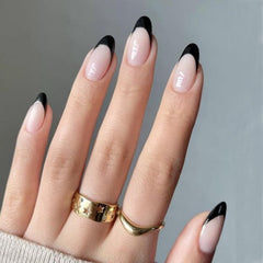 Modelones uñas almond Frances negro - presentación del set listo para usar