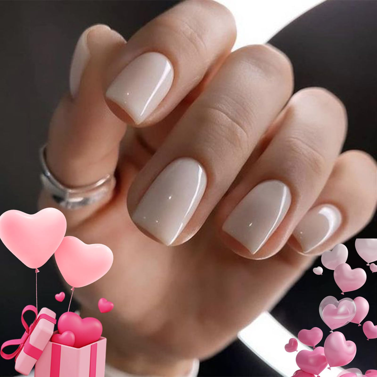 Uñas falsas Modelones blancas, cortas y cuadradas para un acabado limpio