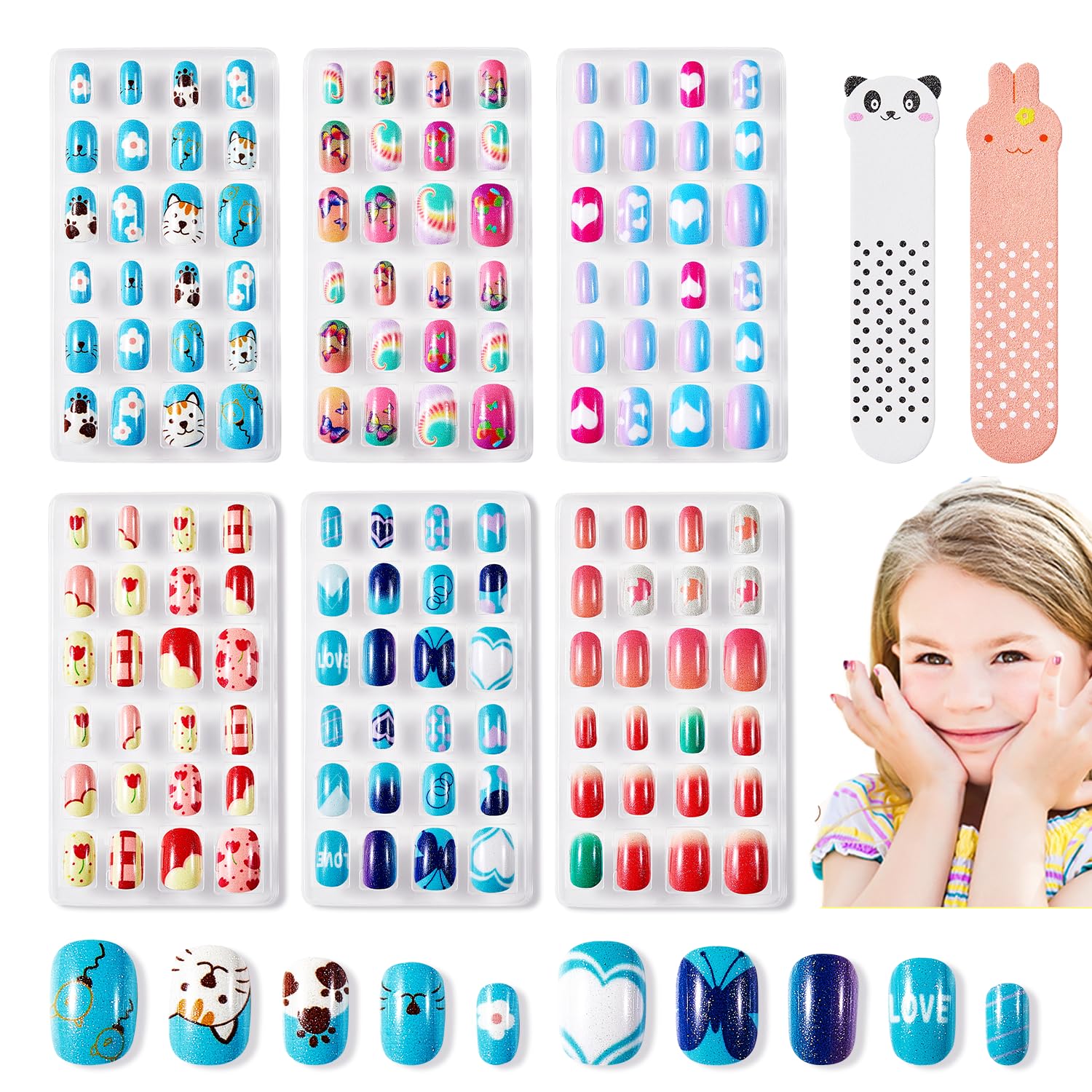 Modelones uñas infantiles con corazones, diseño divertido para niñas