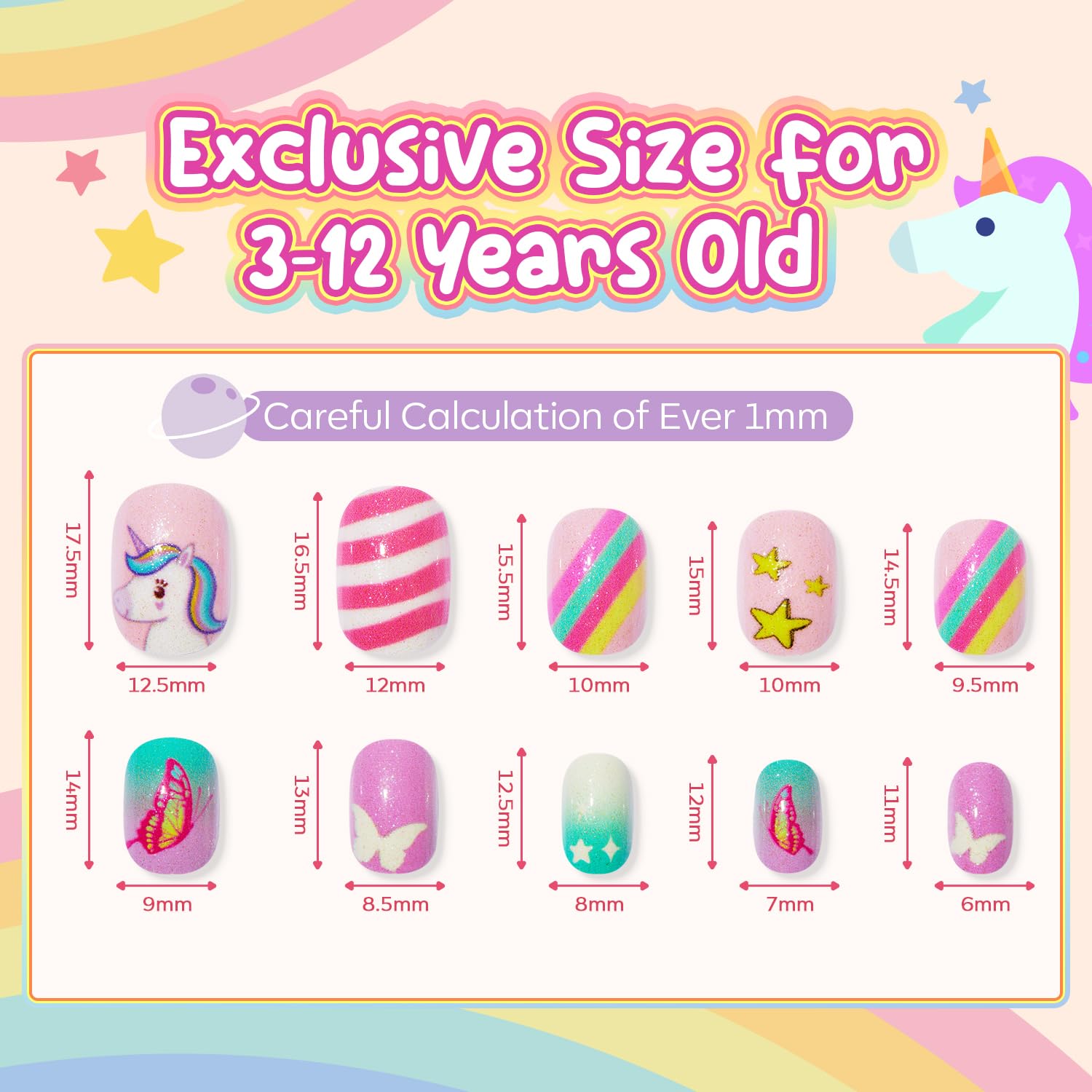 Modelones uñas para niñas con colores brillantes y dibujos divertidos para juego creativo