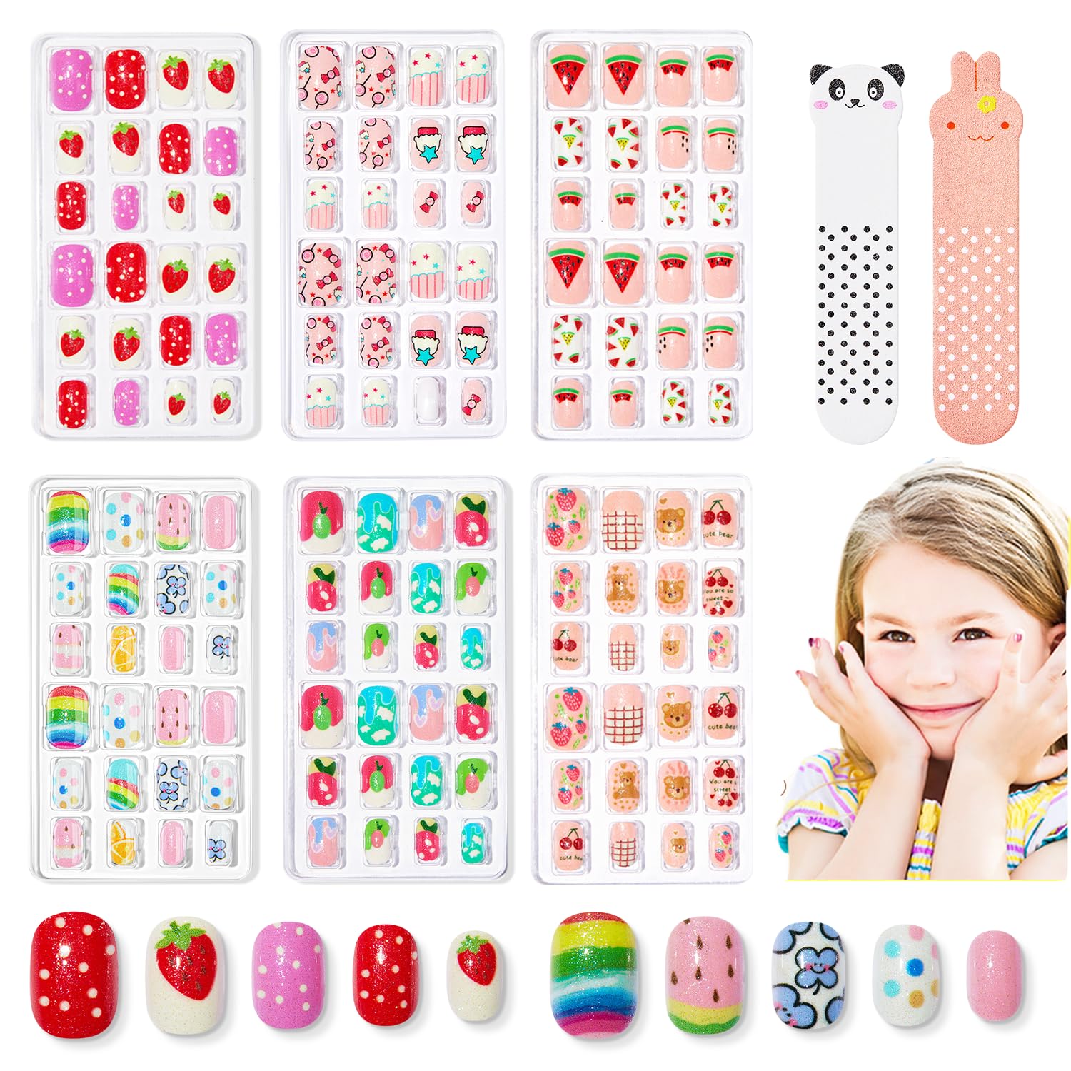 Modelones Uñas para Niñas: variedad de tamaños para ajuste cómodo.