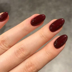 Modelones uñas postizas press-on almond rojo oscuro para uso diario