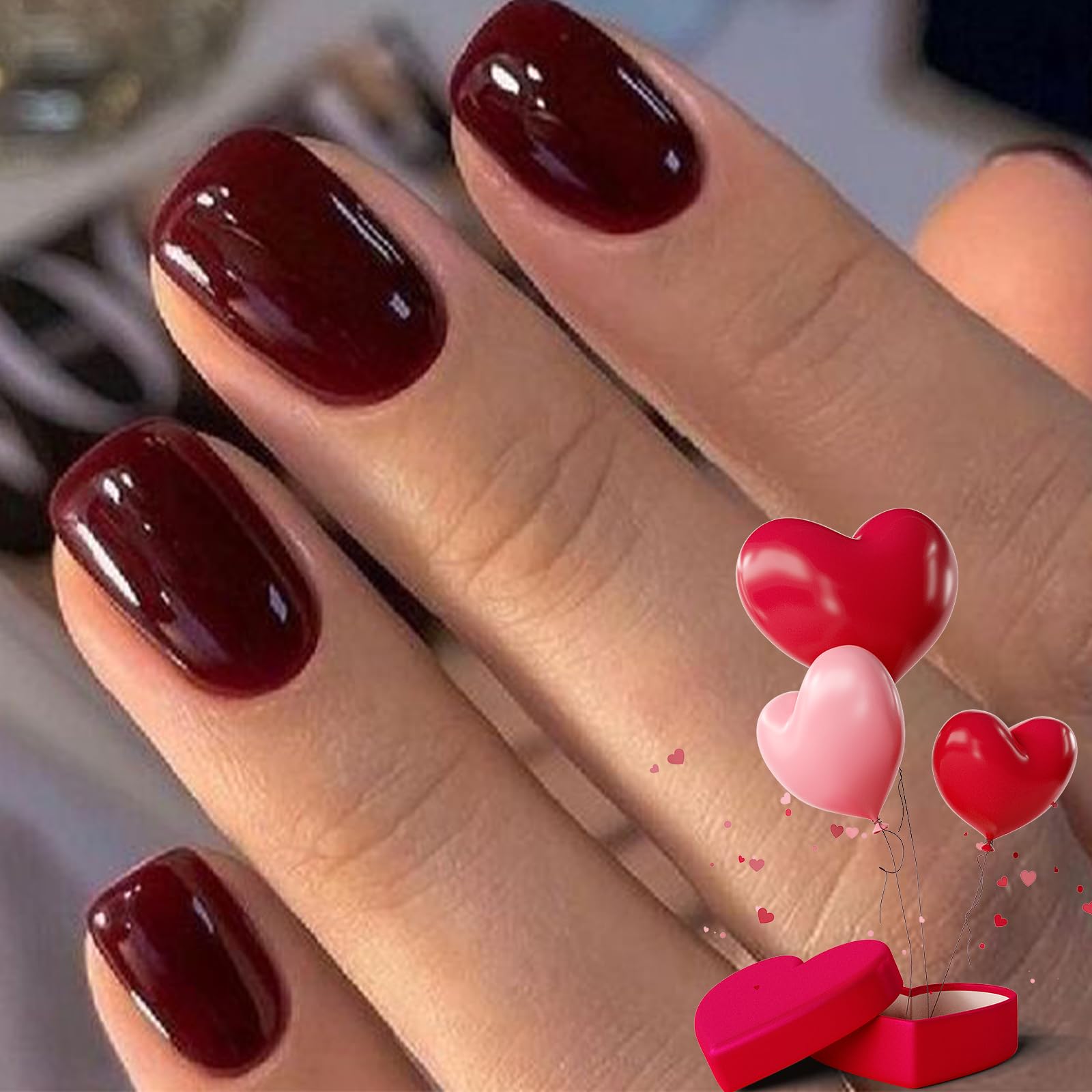 Modelones uñas postizas rojas cortas y cuadradas para un estilo rápido