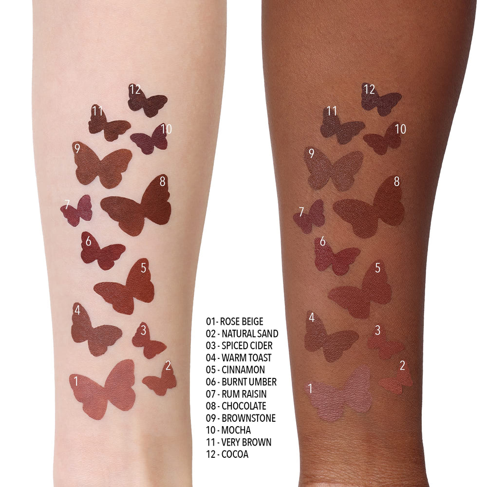 Moira lápiz delineador de labios 012 cacao, acabado mate para un look duradero y elegante.