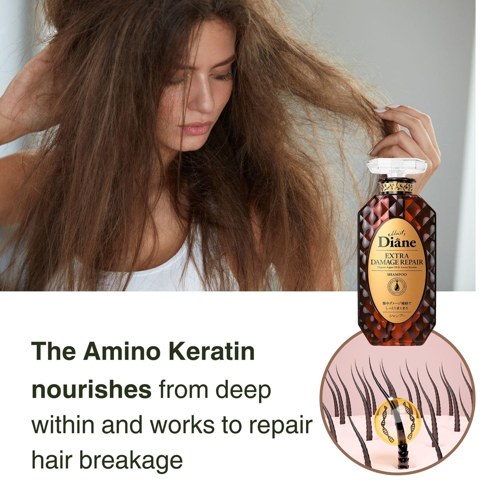 Tratamiento amino keratina Moist Diane para cabello dañado y teñido.