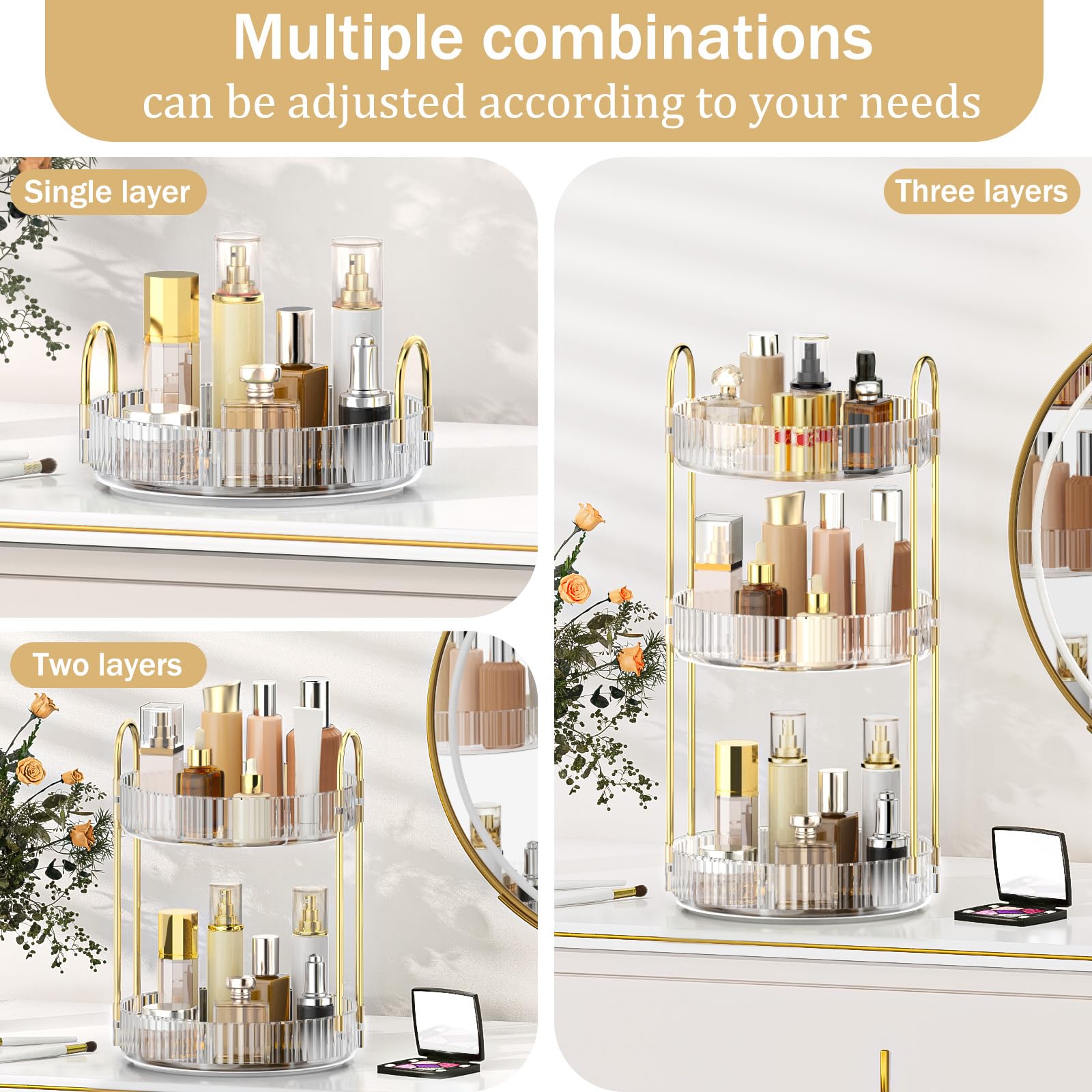 MOKANI Almacenamiento para perfumes y maquillaje mantiene todo ordenado en tu escritorio.