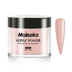 Polvo acrílico tono neutro de Molisaka, base suave para uñas naturales