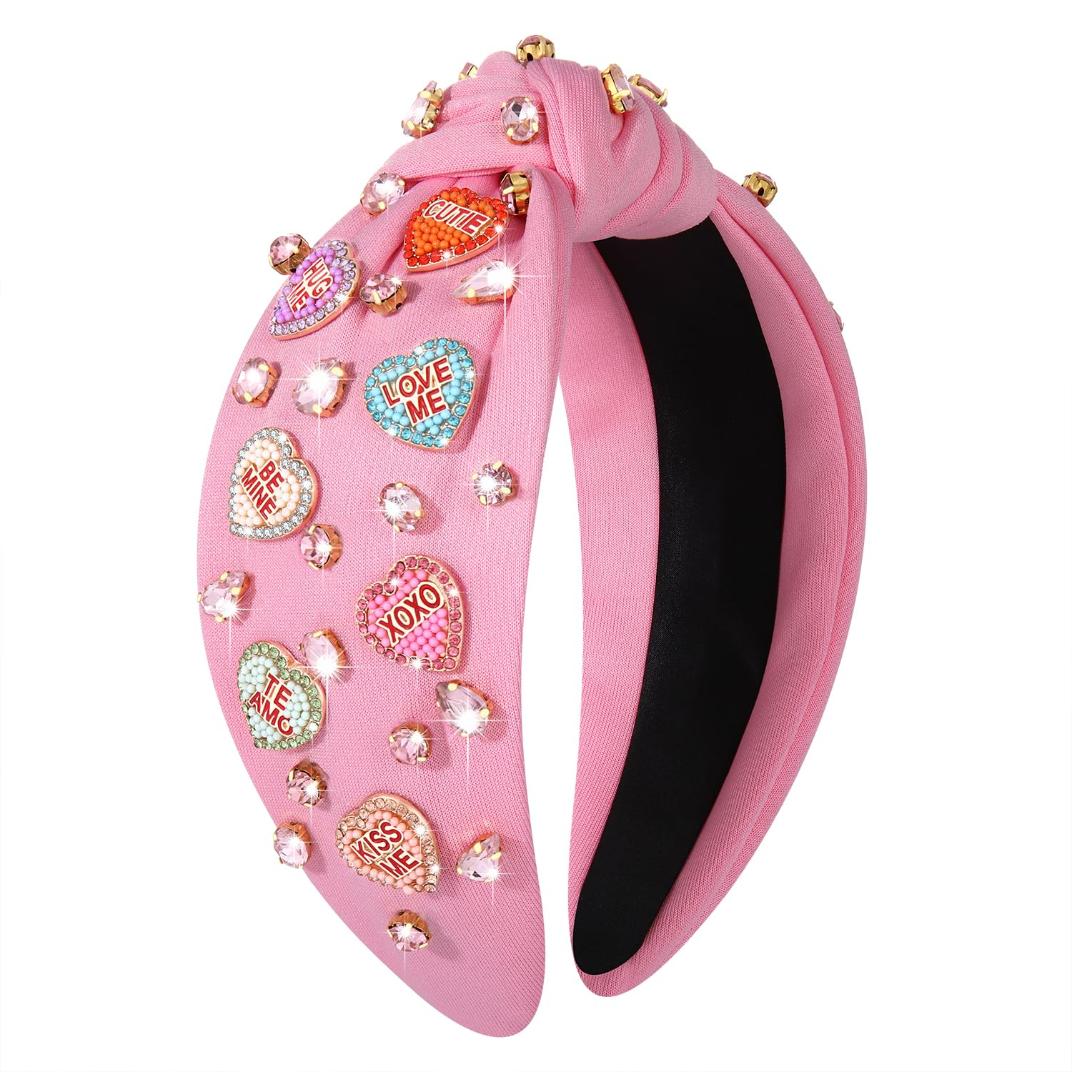 MOLOCH diadema corazón rosa con cristales, ideal para ocasiones especiales.