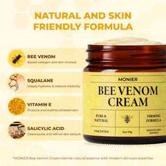 MONIER crema veneno de abeja, textura crema, sensación sedosa para la piel.