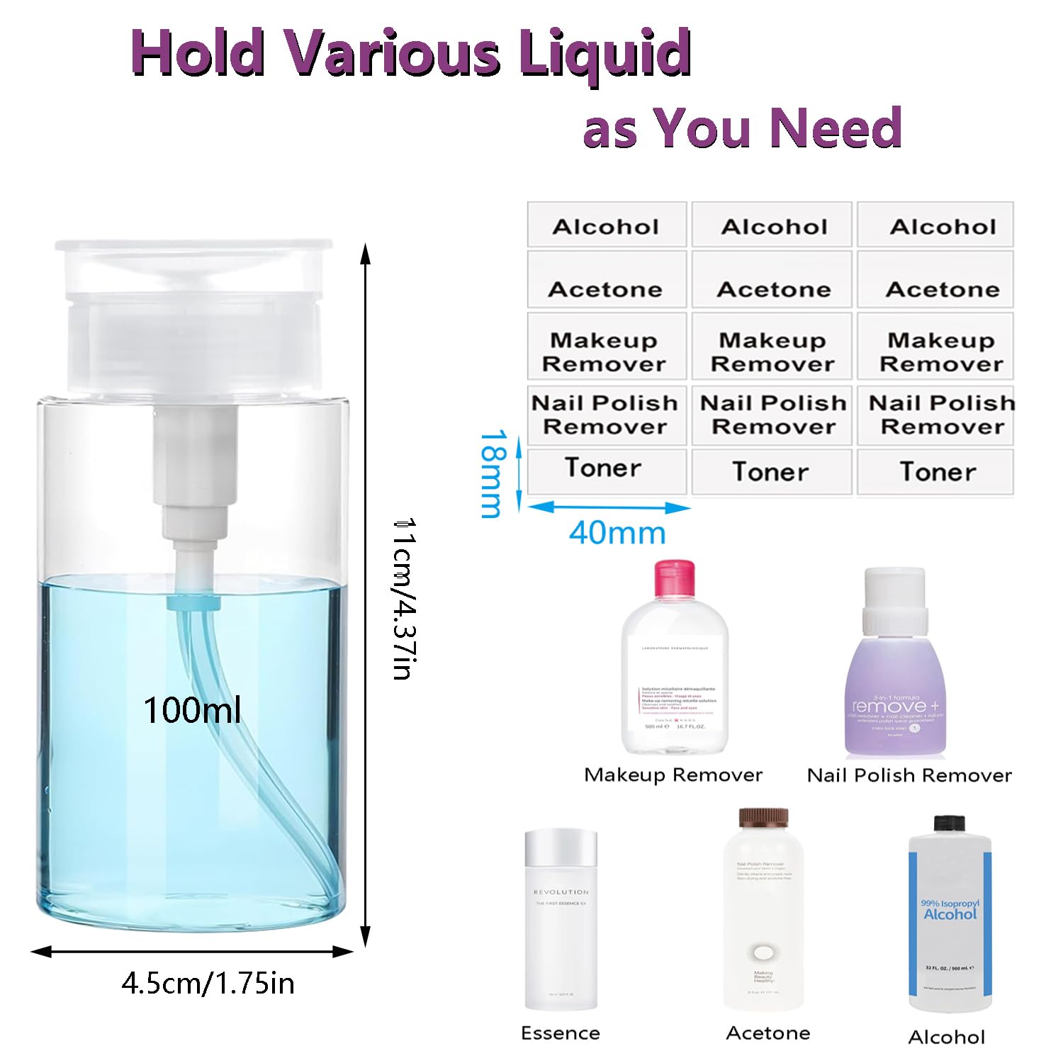 Moonlik botella 100ml transparente cristal: almacenamiento claro y seguro de líquidos.