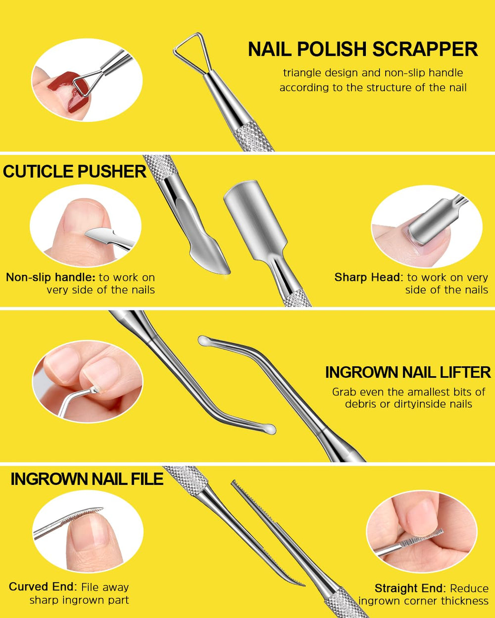 MORGLES: empuja-cutículas para limpieza de bordes de uñas.
