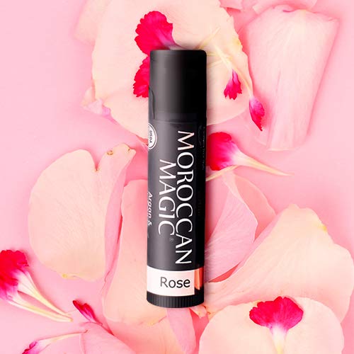 Bálsamo labial rosa con vitamina E y aceite de argán para labios nutridos