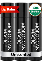 Moroccan Magic envase bálsamo labios sin olor, práctico para uso diario.
