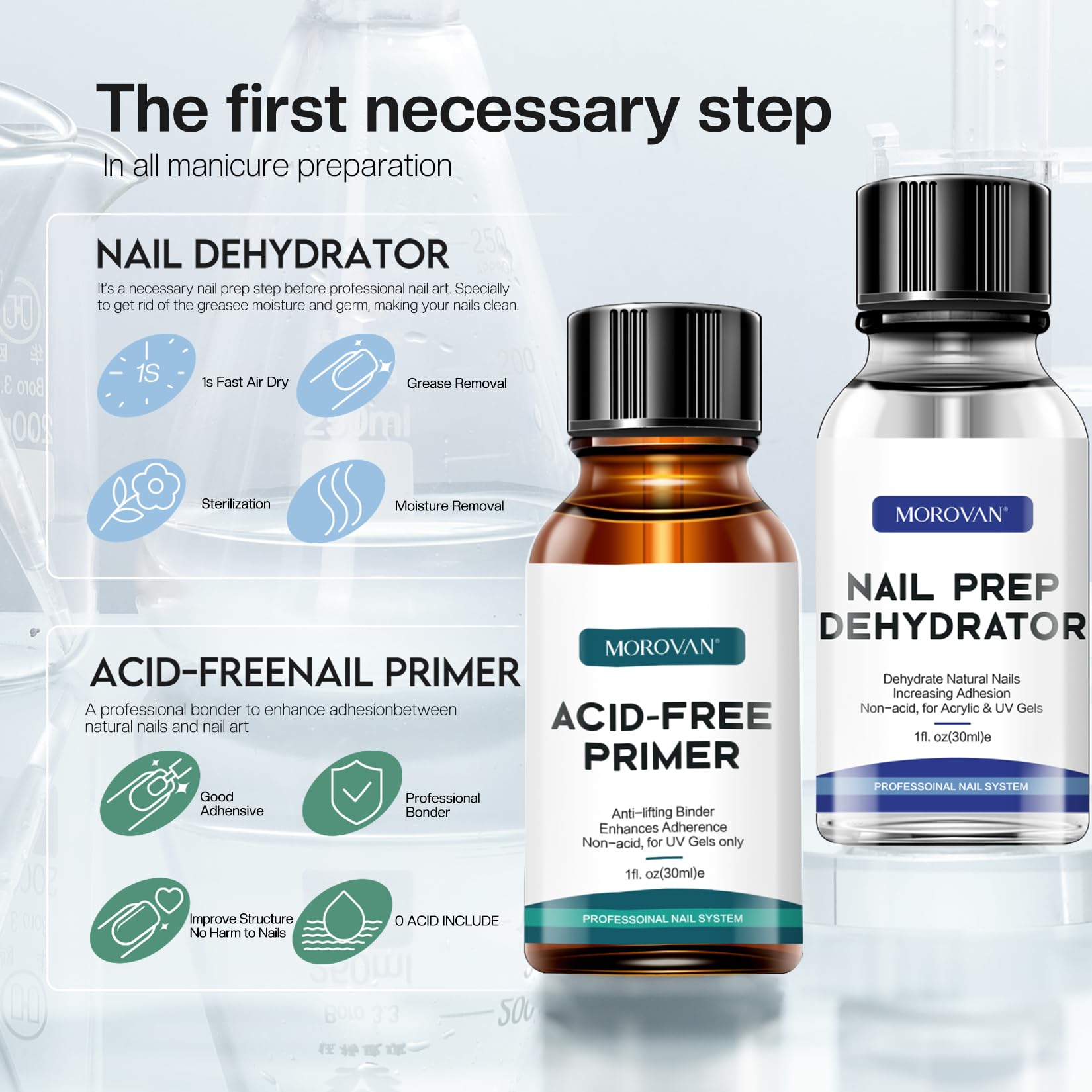 Morovan Adhesion Duradera Para Uñas: mejora la adherencia para gel o acrílico.