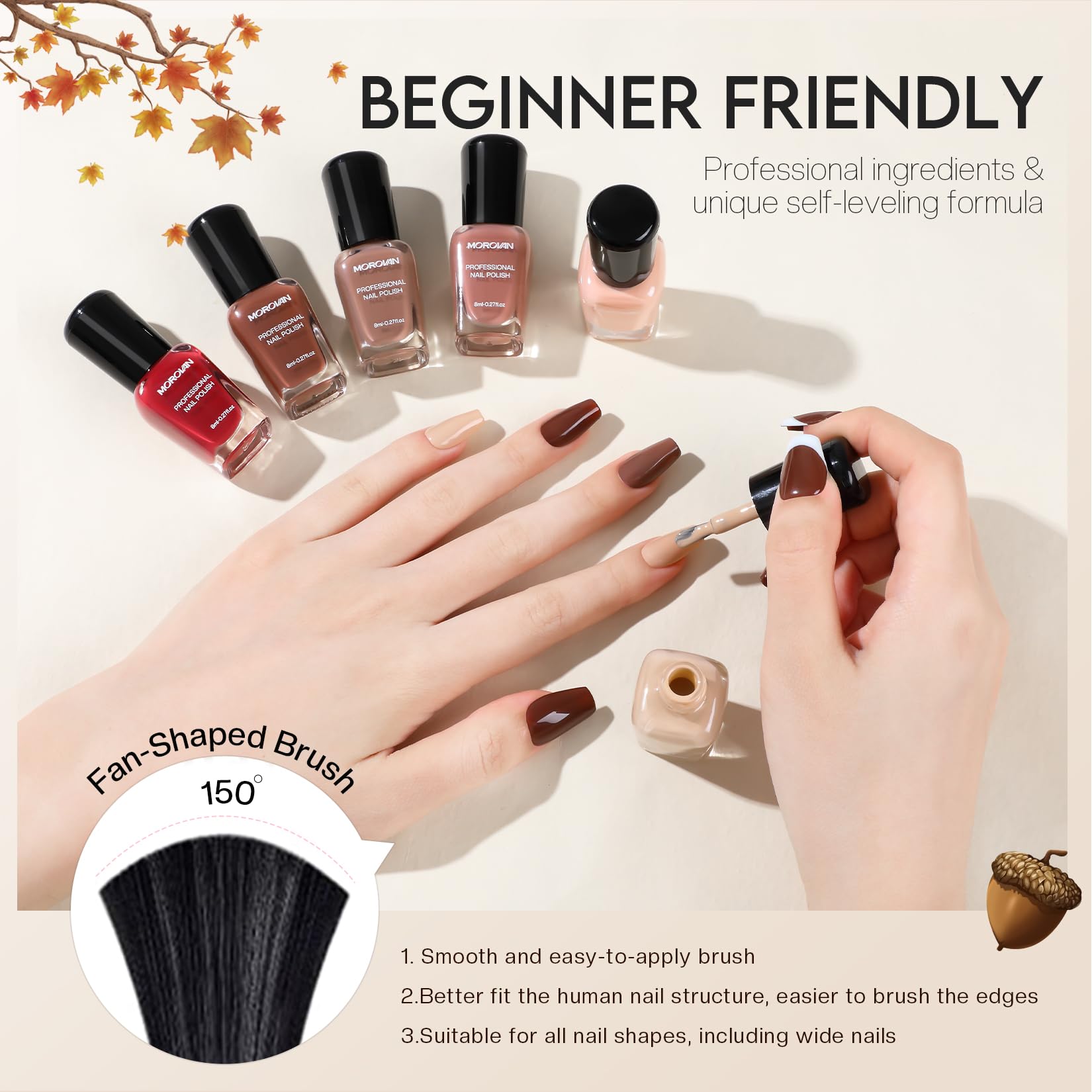 Morovan Brown Nail Polish Set vitamin-enriched formula for vibrant color