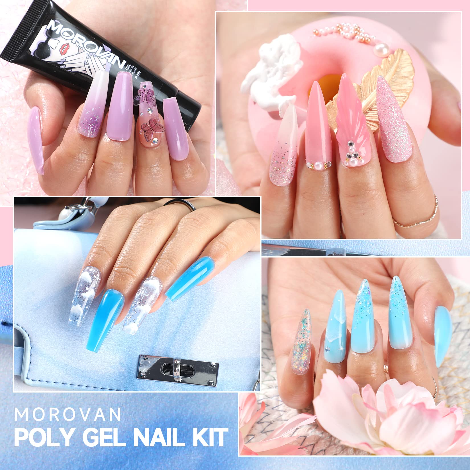 Morovan Emballage kit poly gel prêt à démarrer votre routine.