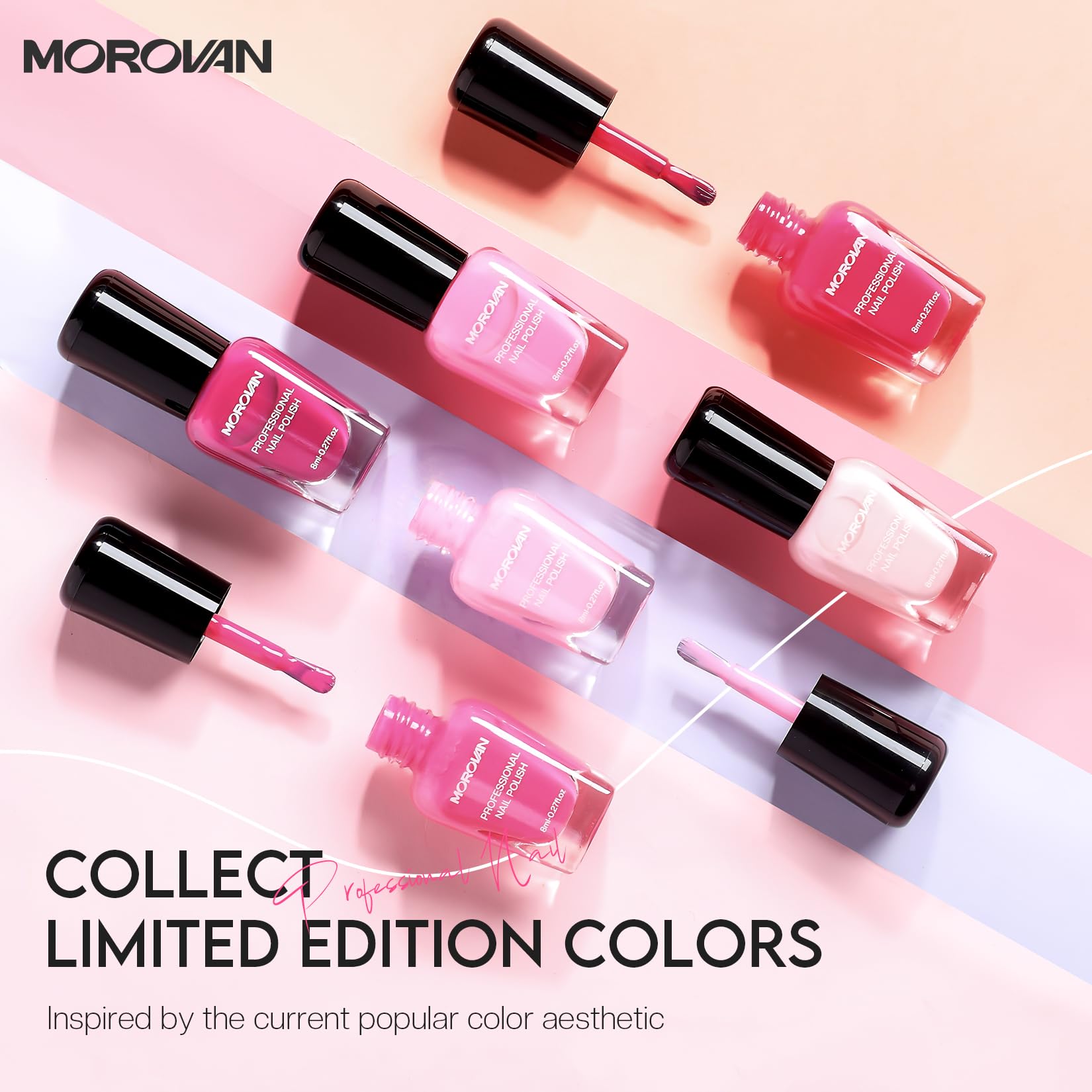 Morovan esmalte rosa dulce, color suave para uso diario.