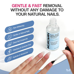 Morovan remover-pegamento-uñas con aplicador: facilita la retirada de uñas postizas.