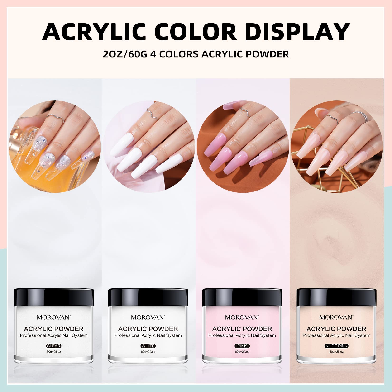 Morovan set de 4 colores para carving y diseños en uñas