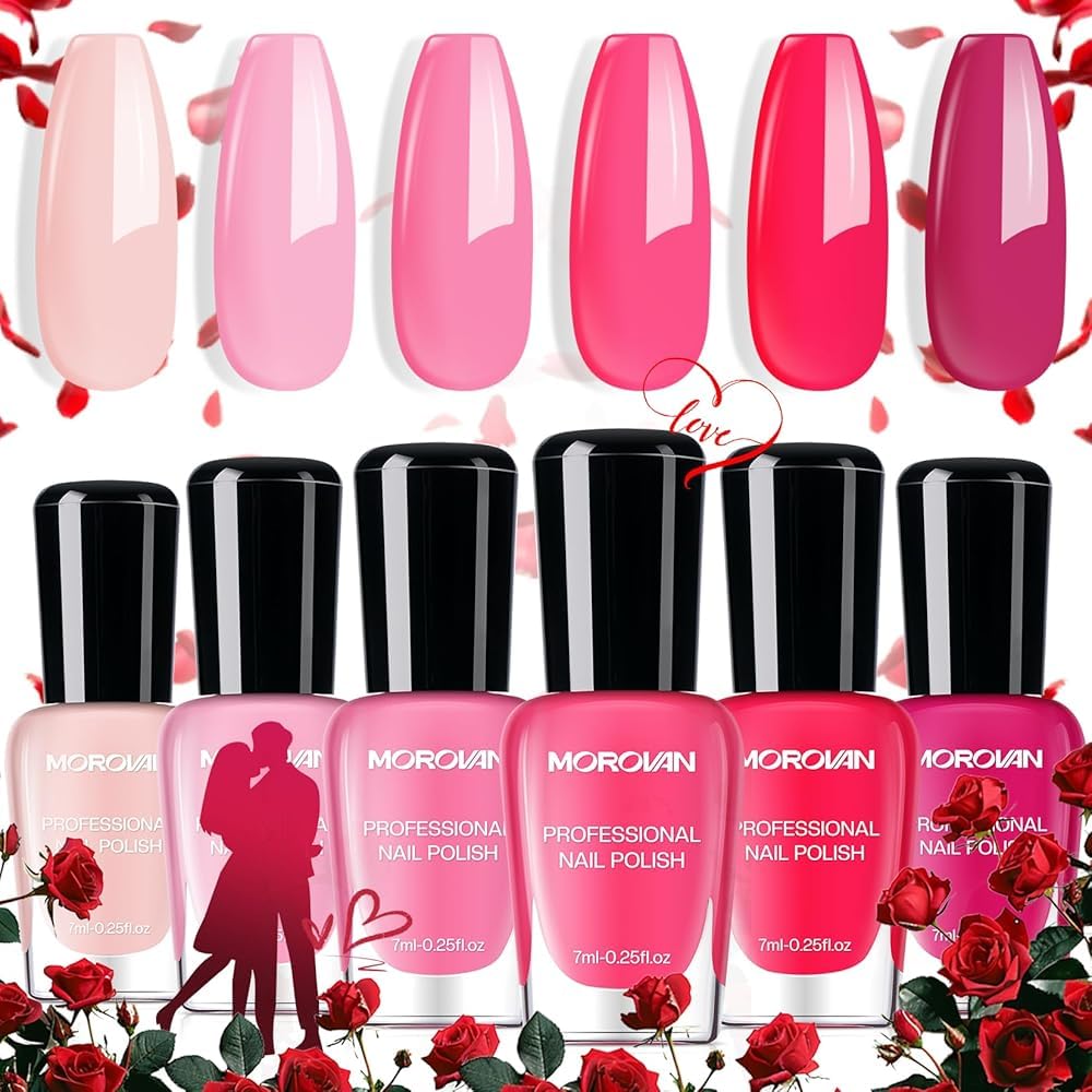 Morovan set-esmaltes rosa 6 colores, opción versátil para looks diarios.