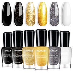 Conjunto Morovan de esmaltes veraniegos para uñas con acabado brillante.