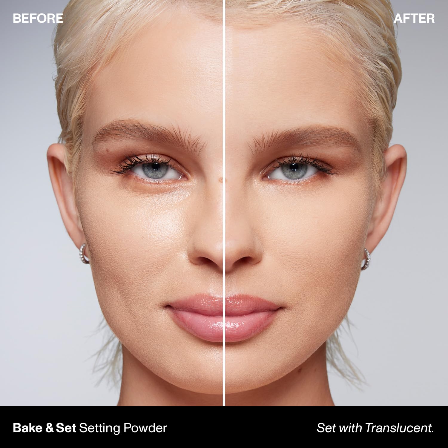 MORPHE Mini Bake & Set brush-application shows powder smooths and mattifies for lasting wear.
