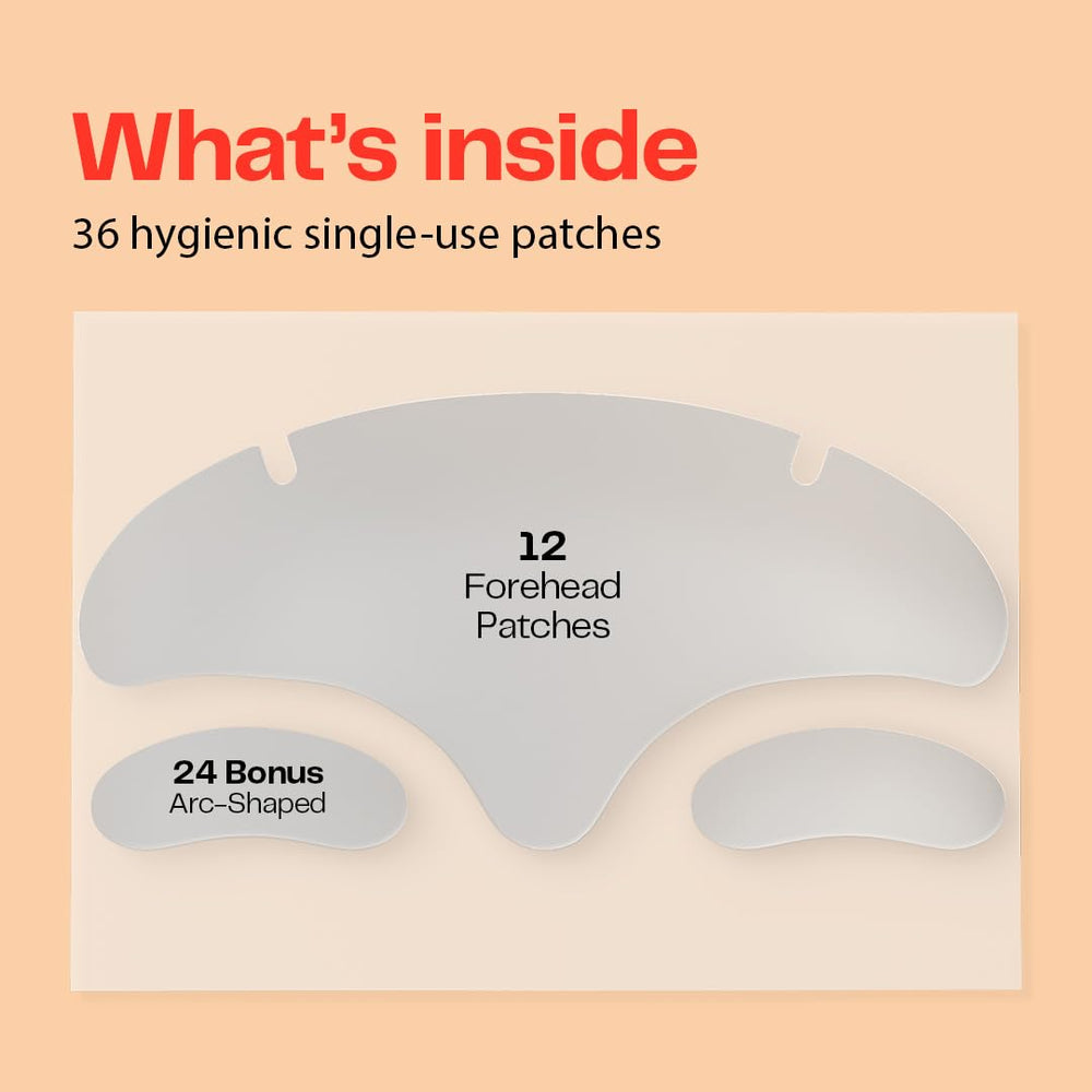 Morrow Beauty night-use forehead patches on clean skin before bed.