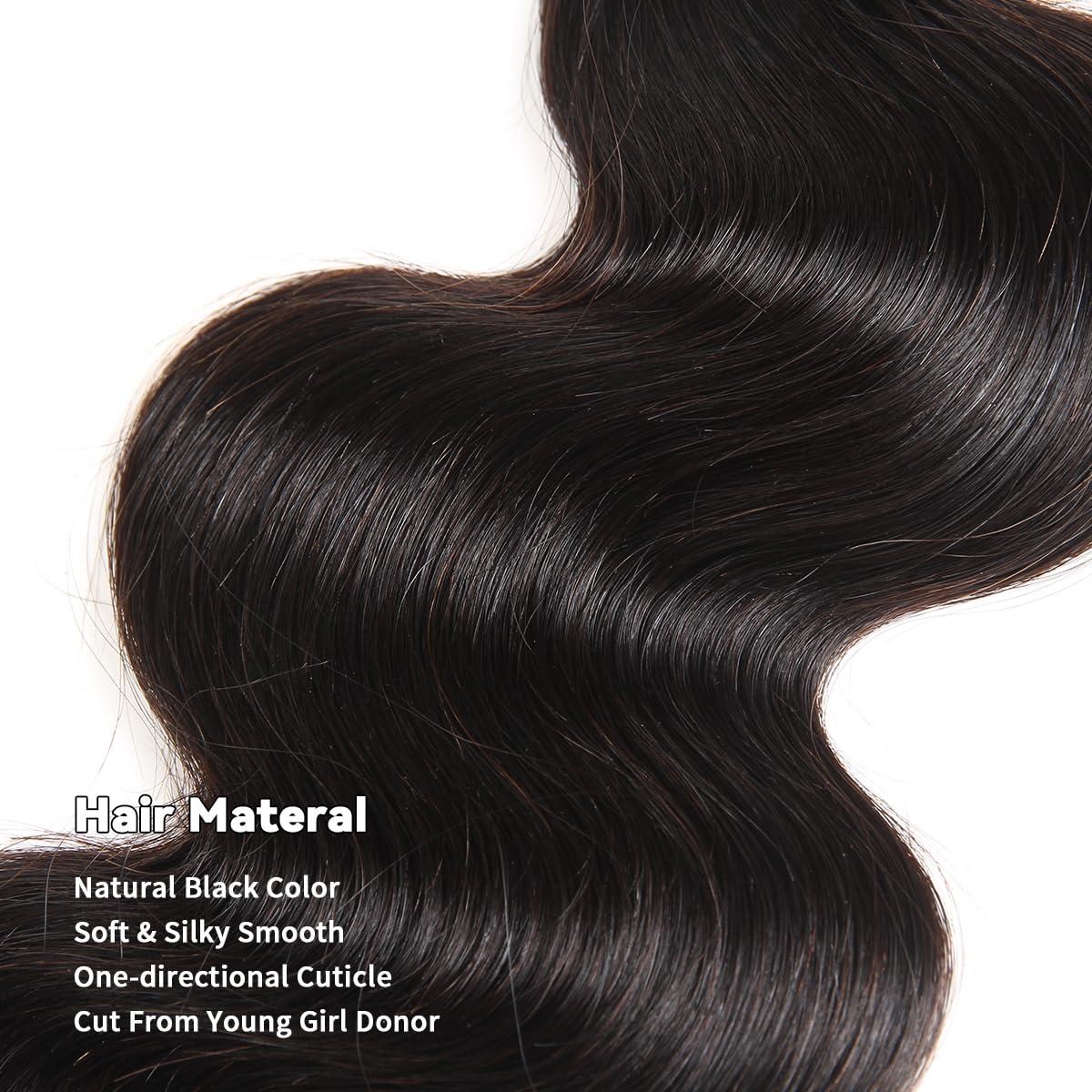 Mosari 15A cabello virgen ondulado, 24 pulgadas, larga duración y brillo natural