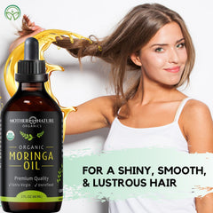 Cuidado del cabello con Moringa Oil para brillo y control del frizz