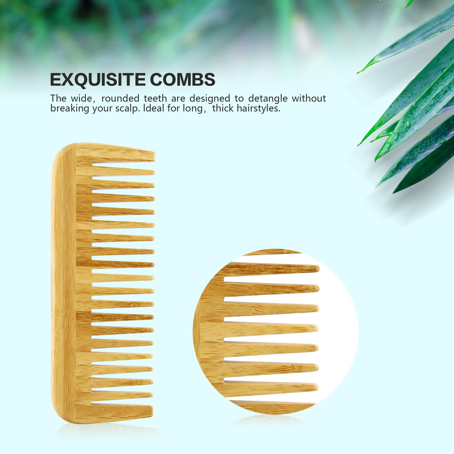 MoyRetty peine de bambú antiestático, ideal para peinar cabello mojado o seco