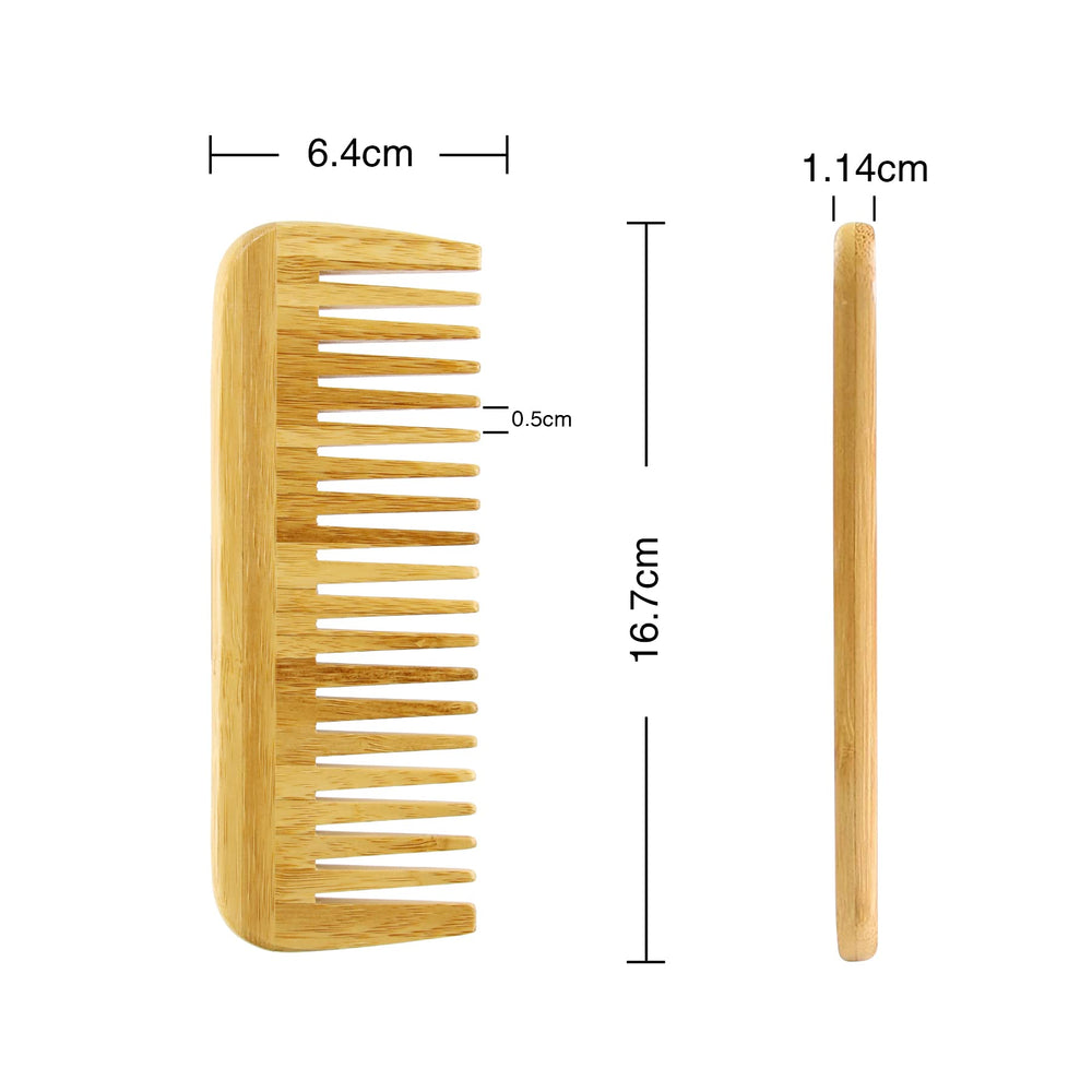 MoyRetty peine bambú dientes anchos para cabello seco y desenredo suave