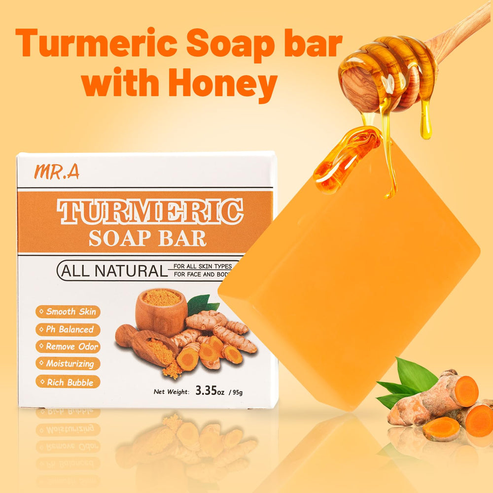 MR.A Jabon Turmerico Miel Vitaminas: nutrición y brillo con vitamina C y E