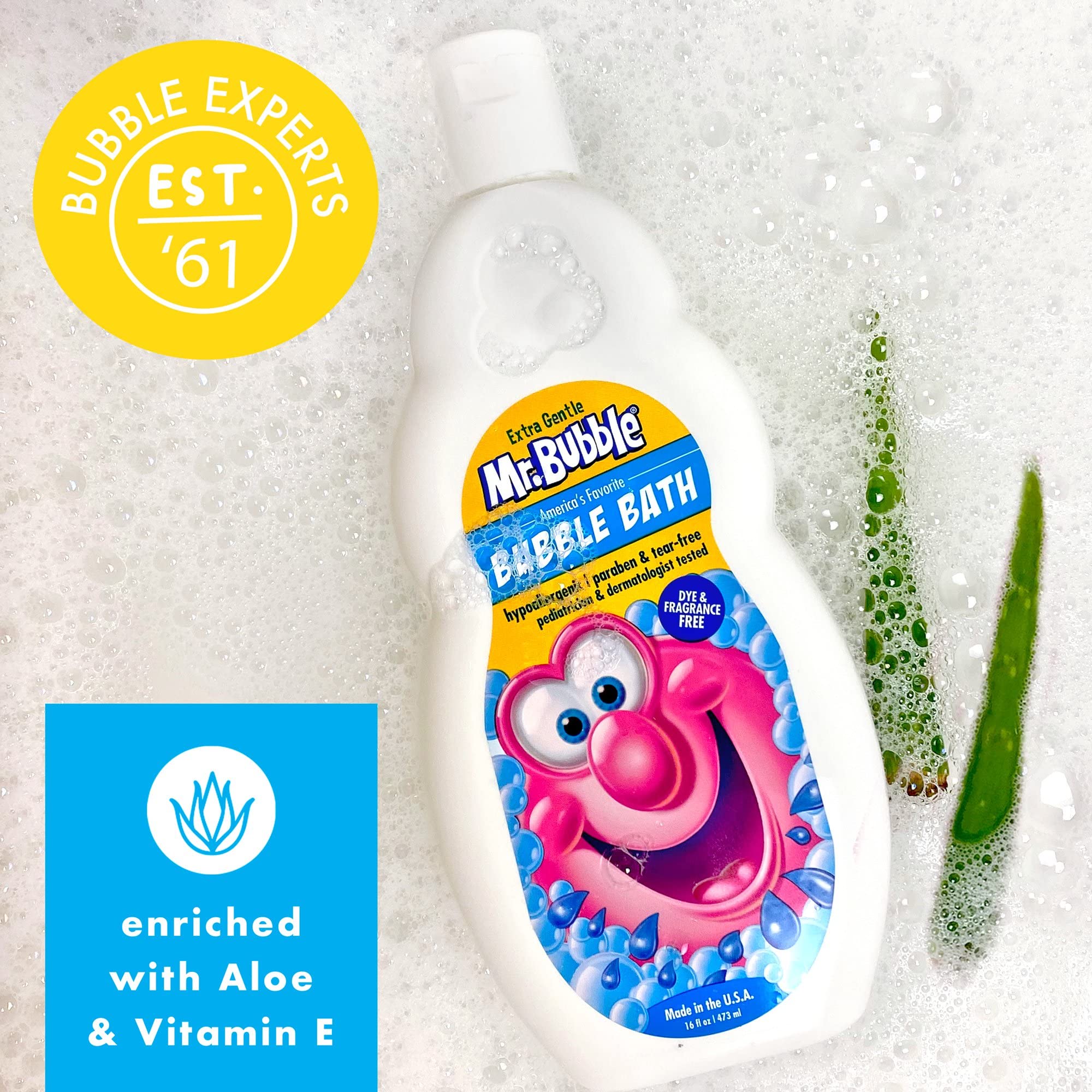 Mr. Bubble Baño Extra Suave, piel sensible, cuidado diario suave y seguro.