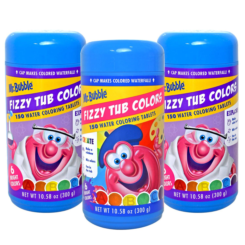 Mr. Bubble Fizzy Tub Colors three jars pack for a colorful bath experience