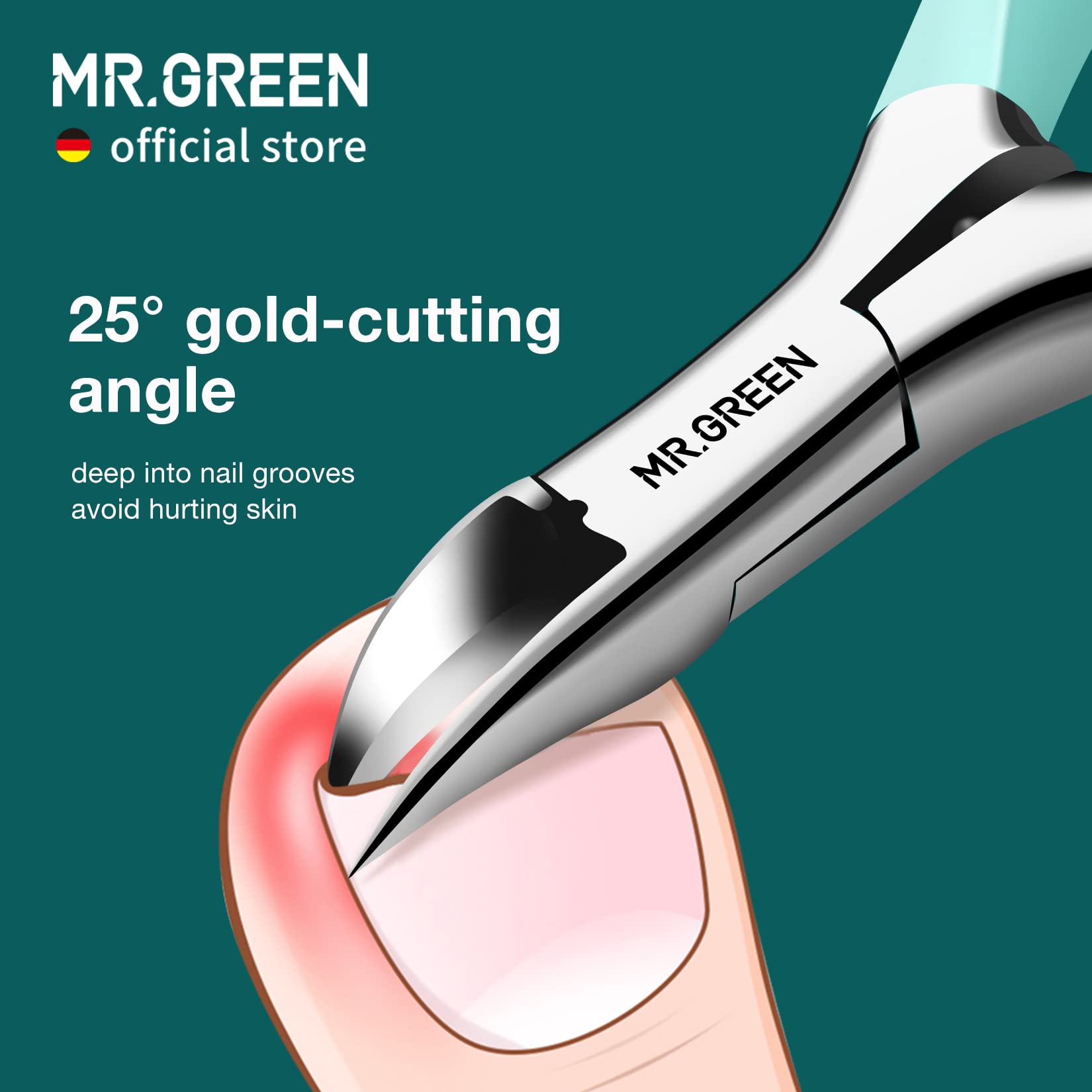 MR.GREEN mango ergonómico diseño 25 grados, agarre cómodo y control preciso