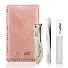 MR.GREEN Nail Clipper Set pink front view showing durable stainless steel design
