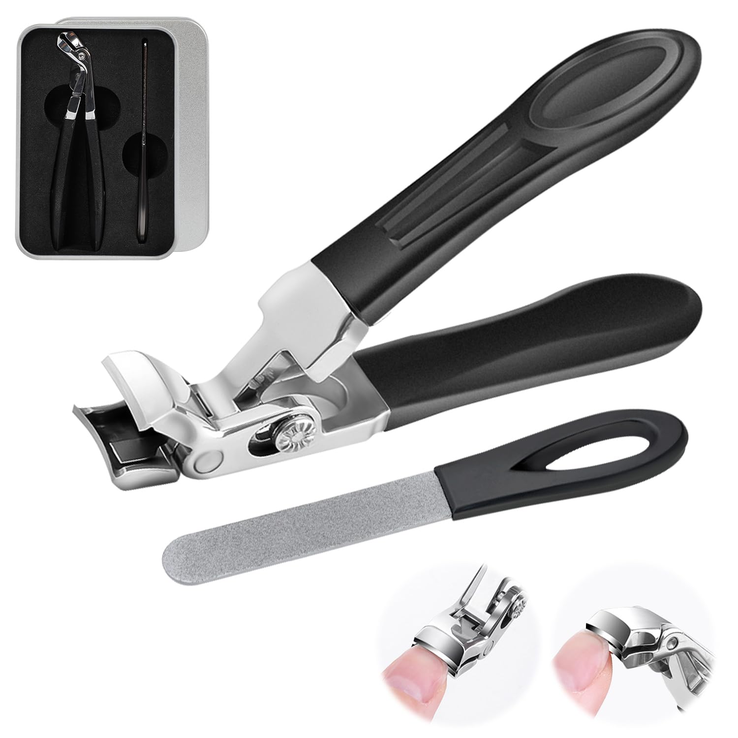 ClipMaster Pro Mrryiio cortauñas para dedos de pie con apertura amplia y manejo cómodo.