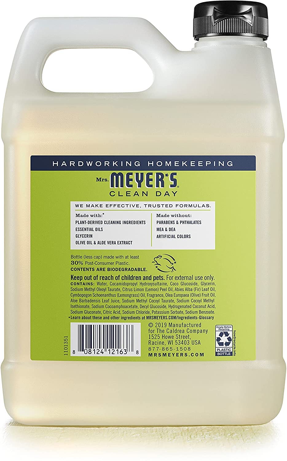 Botella de recarga lavanda de Mrs. MEYER'S para cuidado de manos.
