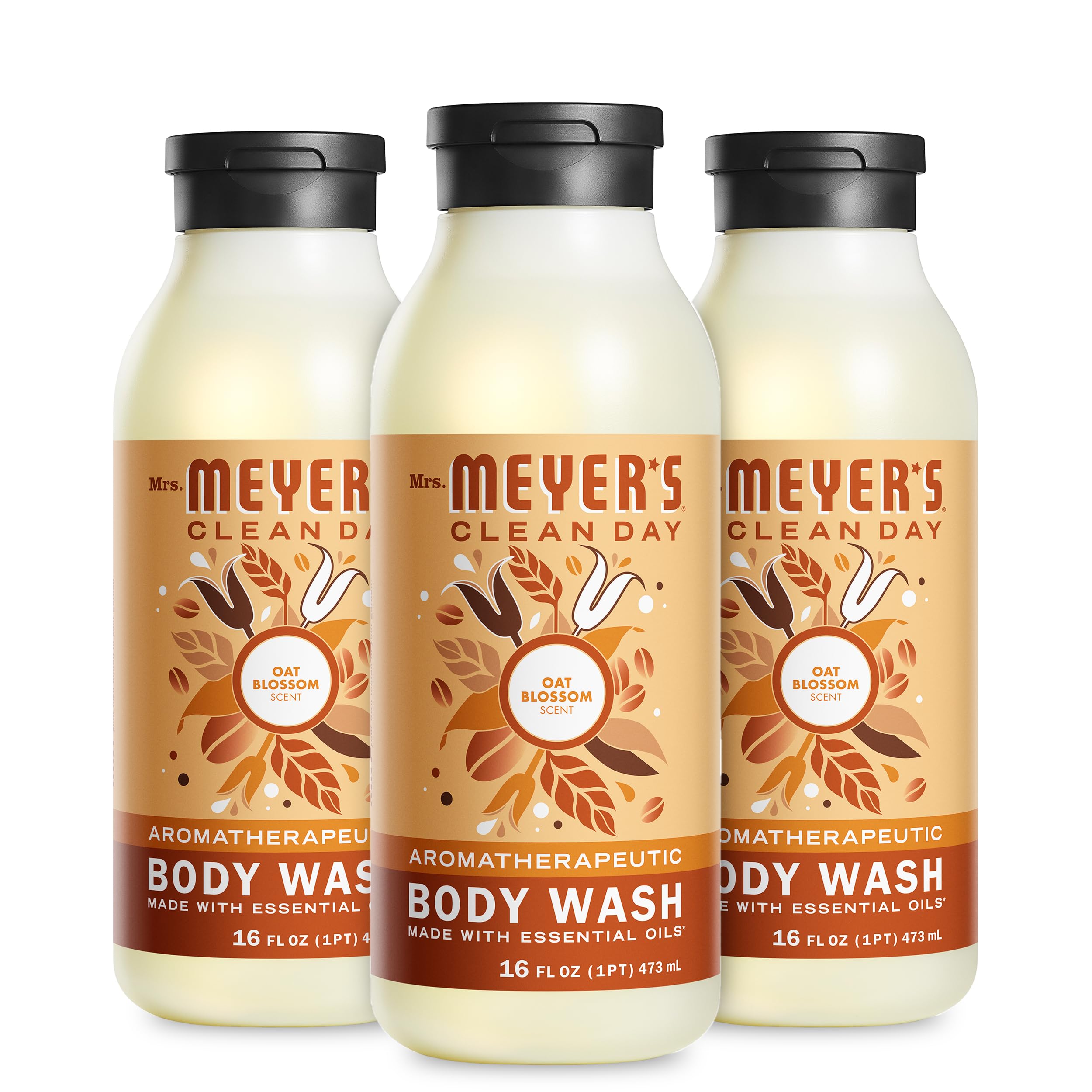 MRS MEYER'S CLEAN DAY, botella derramándose, ducha suave para piel limpia
