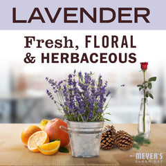 Manos lavadas con espuma suave de Mrs. Meyer's Lavanda, hidratación ligera.