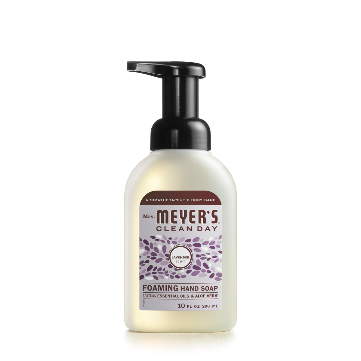 Jabón espumoso para manos de Mrs. Meyer's Lavanda en botella, limpieza suave.