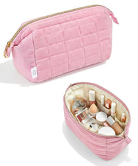 Ms. Pen bolso de maquillaje acolchado rosa, protege cosméticos en viaje