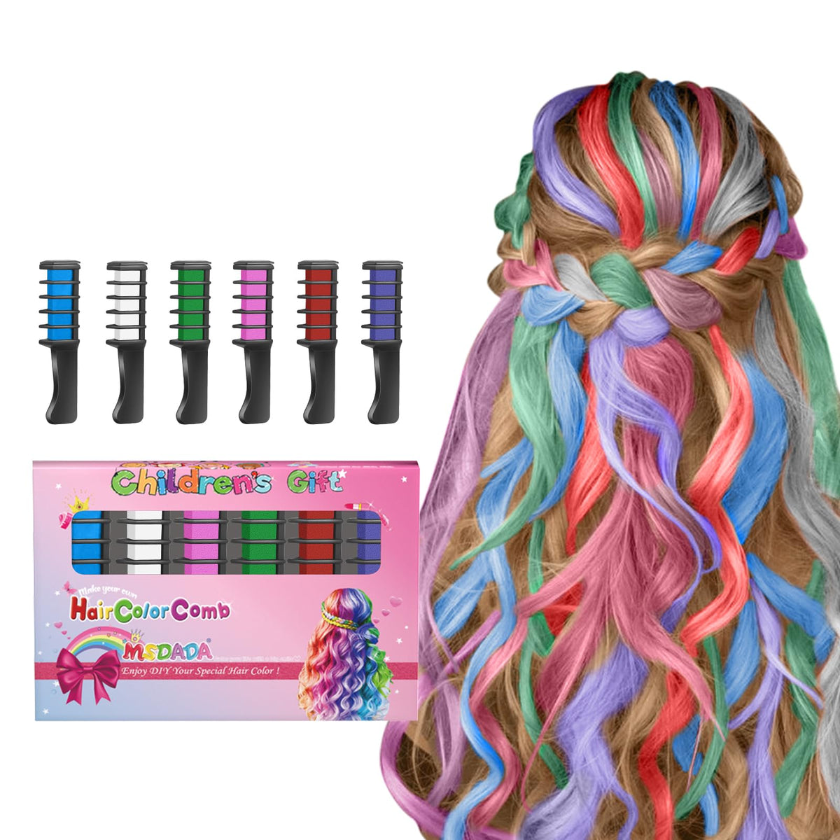 MSDADA peine-tiza-cabello-ninas: color suave temporal para cabello claro
