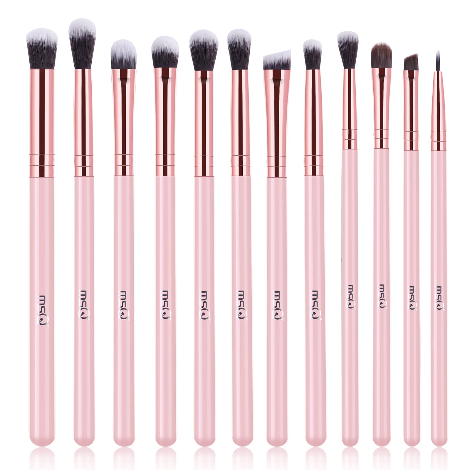 MSQ set de brochas para ojos en rosa, apariencia premium y cobertura homogénea.