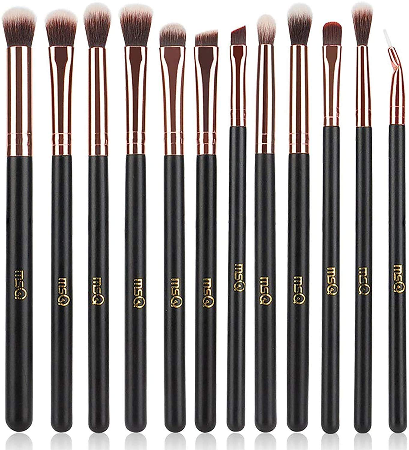 MSQ pinceles de ojos oro rosado con mango de madera para aplicación suave