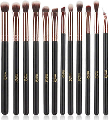 MSQ pinceles de ojos oro rosado con mango de madera para aplicación suave