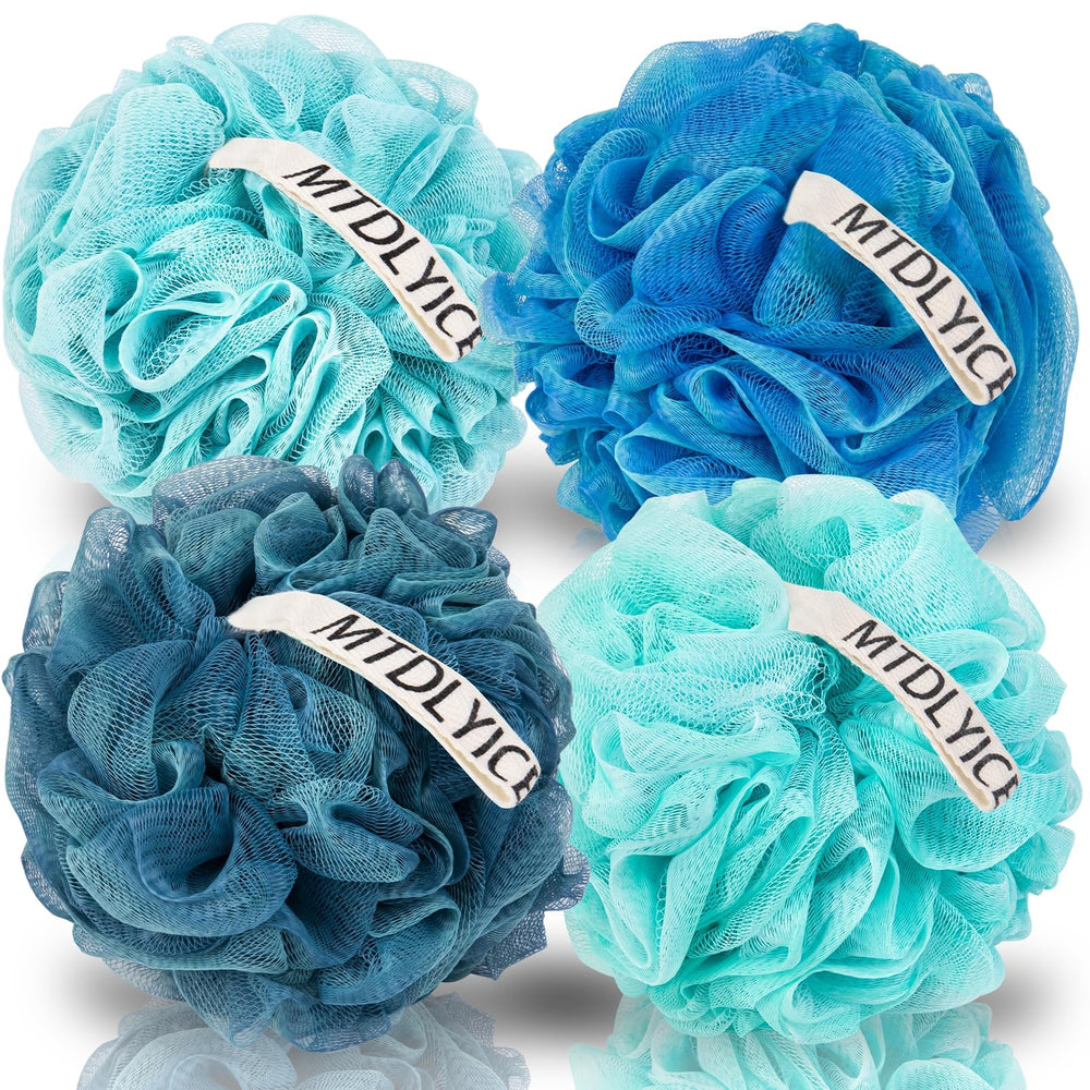 Esponja lufa MTDLYICE XL azul para exfoliación suave y mayor contacto con la piel.