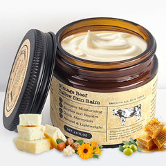 MTGBO Beef Tallow Honey Balm jar shows rich texture for deep hydration