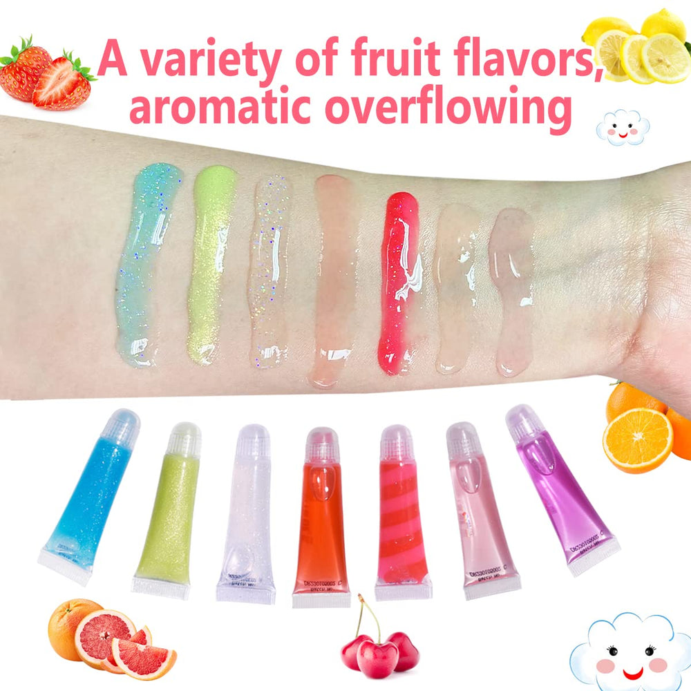 M&U Sparkle Lip Gloss Set envases pequeños y fáciles de limpiar.