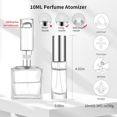 Atomizador de perfume MUB en vidrio y aluminio ligero para viaje.